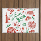 Buon Appetito Italian Food Doodles Illustration Outdoor Rug Gallery Image 1