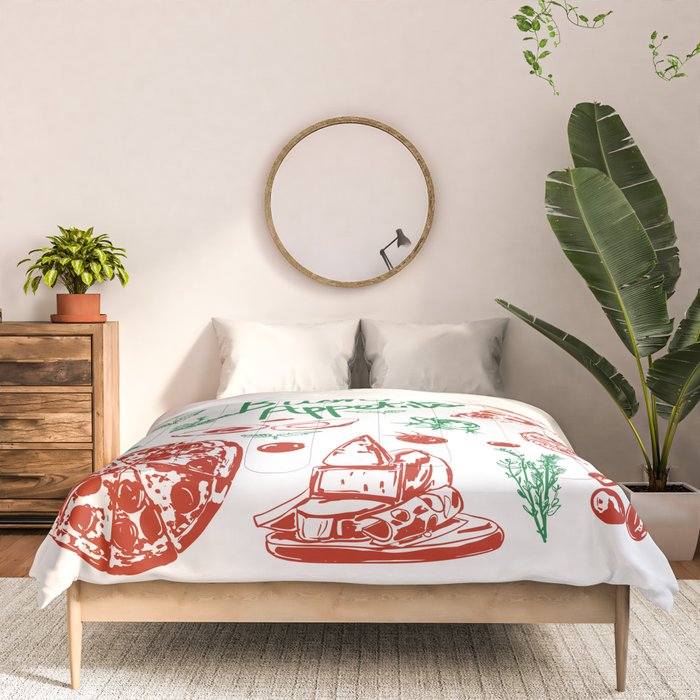 Buon Appetito Italian Food Doodles Illustration Comforter Gallery Image 3