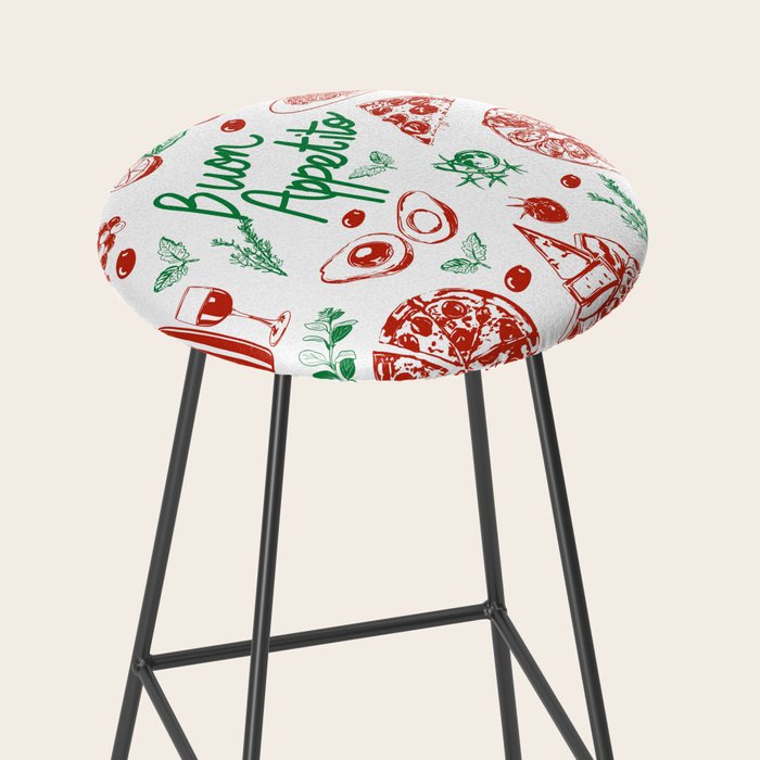Buon Appetito Italian Food Doodles Illustration Stool Gallery Image 2