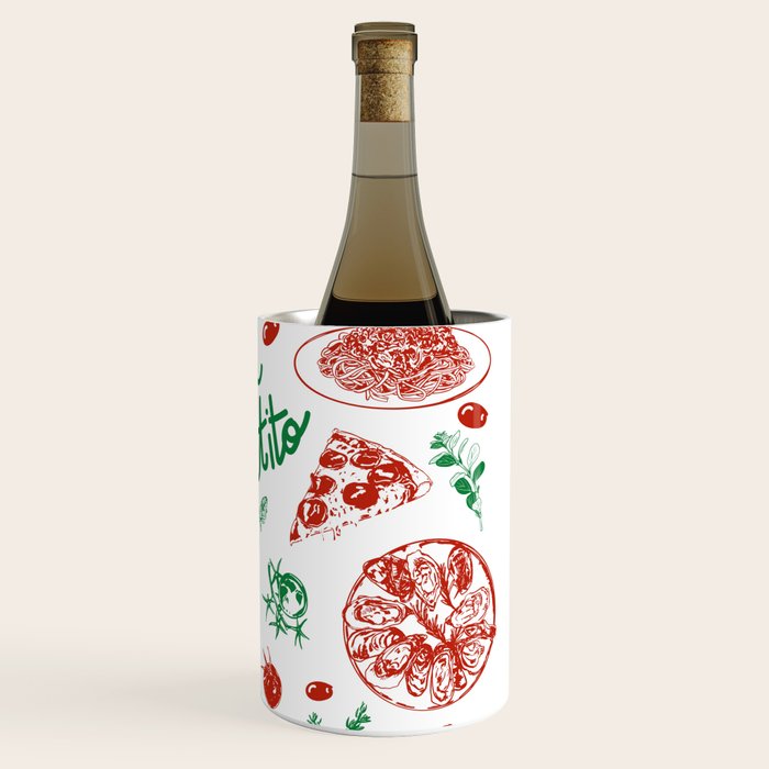 Buon Appetito Italian Food Doodles Illustration Wine Chiller Gallery Image 3