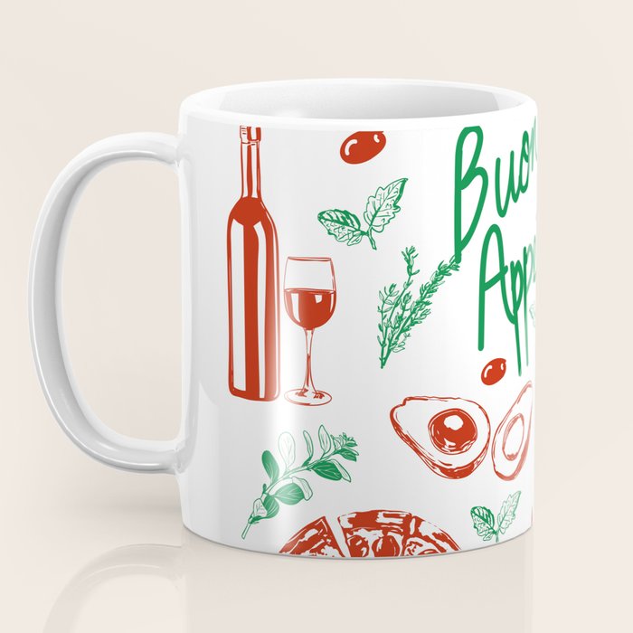Buon Appetito Italian Food Doodles Illustration Coffee Mug Gallery Image 3