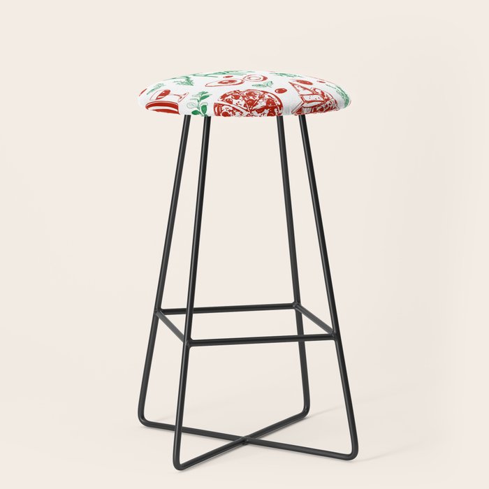 Buon Appetito Italian Food Doodles Illustration Stool Gallery Image 1