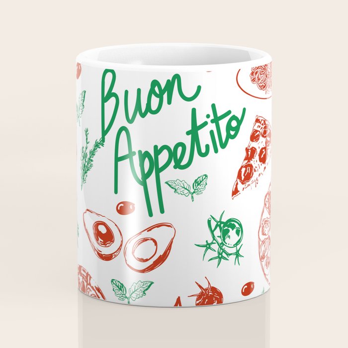 Buon Appetito Italian Food Doodles Illustration Coffee Mug Gallery Image 4