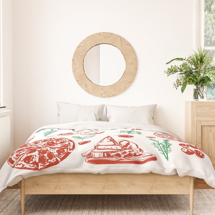 Buon Appetito Italian Food Doodles Illustration Duvet Cover Gallery Image 3