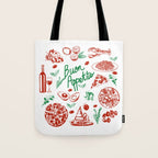 Buon Appetito Italian Food Doodles Illustration Tote Bag Gallery Image 1