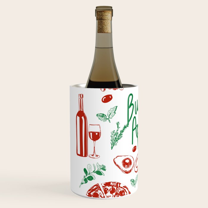 Buon Appetito Italian Food Doodles Illustration Wine Chiller Gallery Image 2