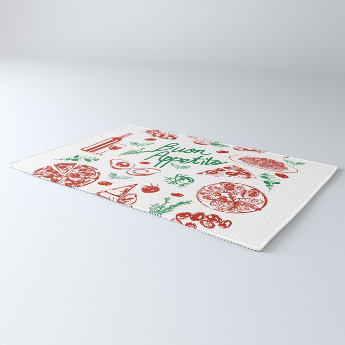 Buon Appetito Italian Food Doodles Illustration Rug Gallery Image 3