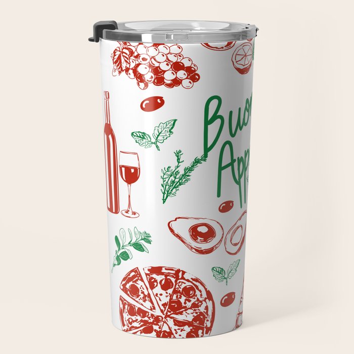 Buon Appetito Italian Food Doodles Illustration Travel Mug Gallery Image 3