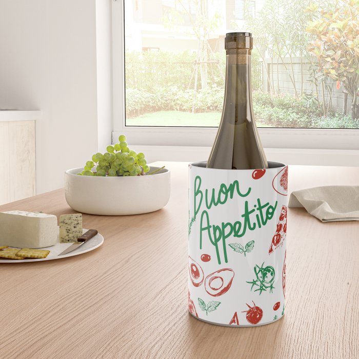 Buon Appetito Italian Food Doodles Illustration Wine Chiller Gallery Image 4