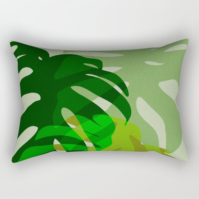 monstera leaf greenery minimal cut outs composition Rectangular Pillow Gallery Image 1