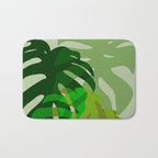 monstera leaf greenery minimal cut outs composition Bath Mat Gallery Image 1