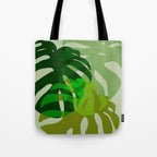monstera leaf greenery minimal cut outs composition Tote Bag Gallery Image 1