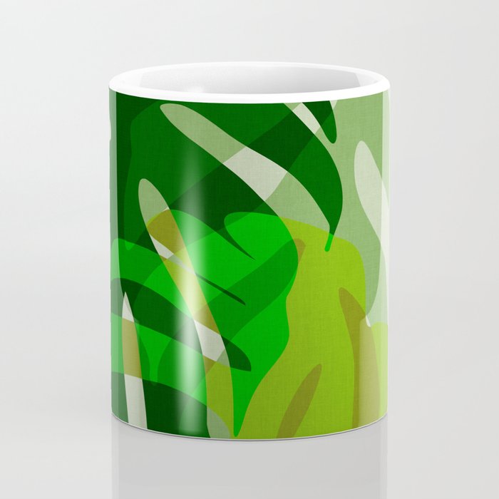 monstera leaf greenery minimal cut outs composition Coffee Mug Gallery Image 4
