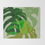 monstera leaf greenery minimal cut outs composition Throw Blanket Gallery Image 2