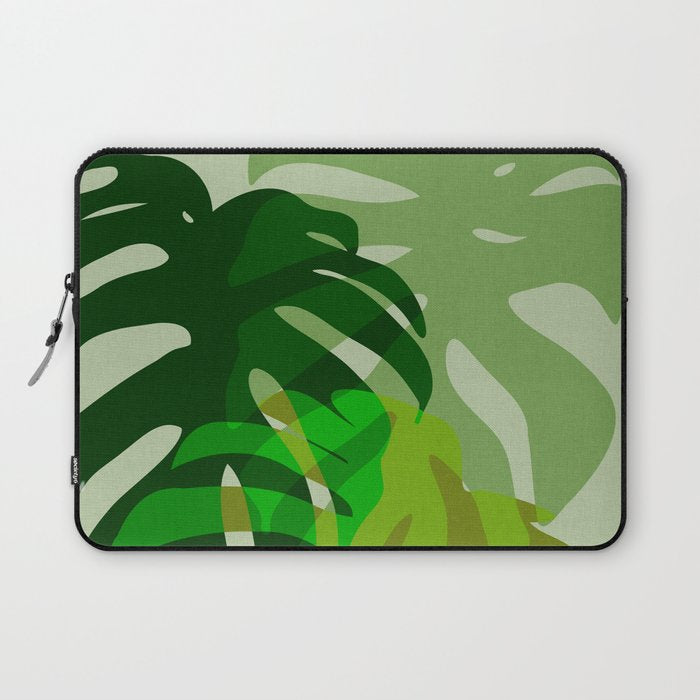 monstera leaf greenery minimal cut outs composition Laptop Sleeve Gallery Image 1