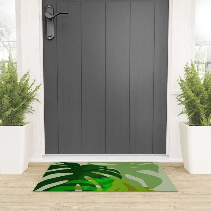 monstera leaf greenery minimal cut outs composition Welcome Mat Gallery Image 3
