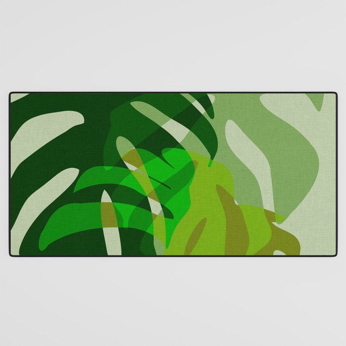 monstera leaf greenery minimal cut outs composition Desk Mat Gallery Image 3