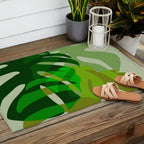 monstera leaf greenery minimal cut outs composition Outdoor Rug Gallery Image 2