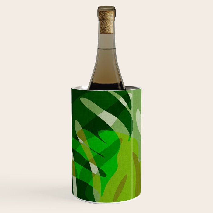 monstera leaf greenery minimal cut outs composition Wine Chiller Gallery Image 1