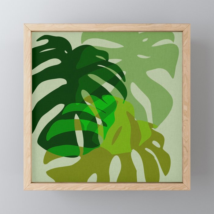 monstera leaf greenery minimal cut outs composition Mini Art Print Gallery Image 1