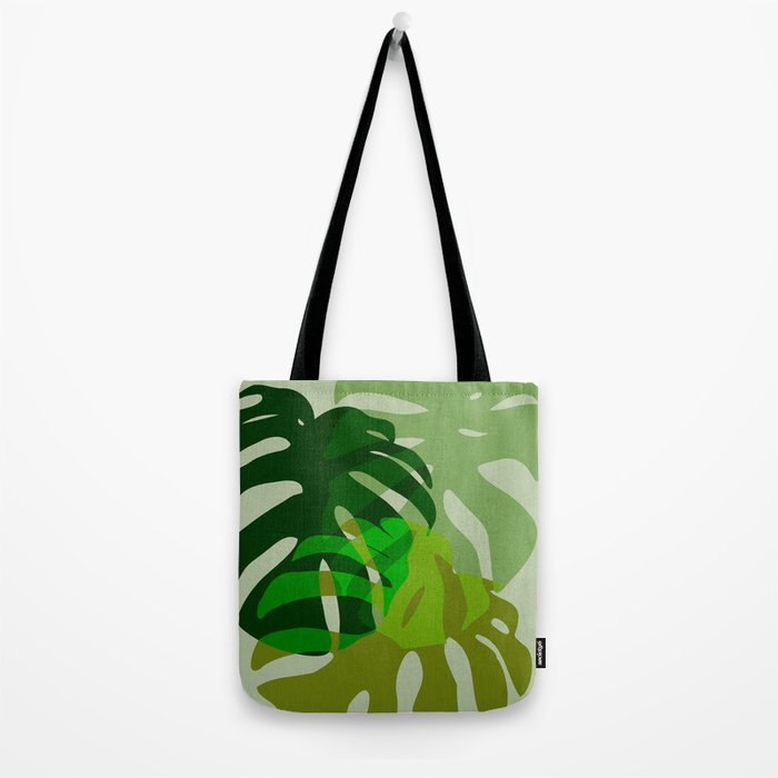 monstera leaf greenery minimal cut outs composition Tote Bag Gallery Image 2