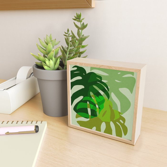 monstera leaf greenery minimal cut outs composition Mini Art Print Gallery Image 2