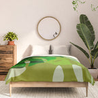 monstera leaf greenery minimal cut outs composition Comforter Gallery Image 3