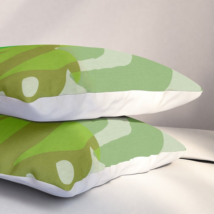 monstera leaf greenery minimal cut outs composition Pillow Sham Gallery Image 3