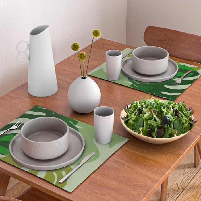 monstera leaf greenery minimal cut outs composition Placemat Gallery Image 2