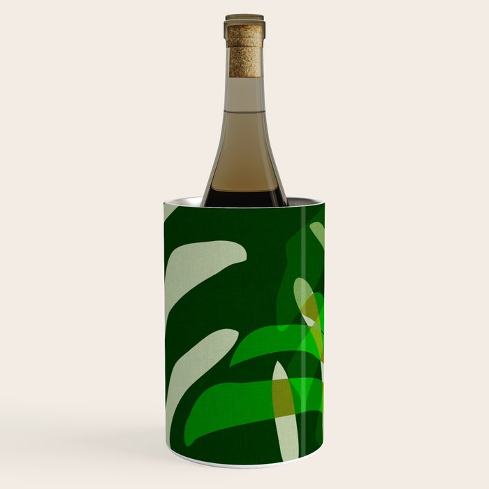 monstera leaf greenery minimal cut outs composition Wine Chiller Gallery Image 2