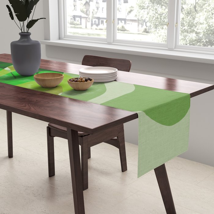 monstera leaf greenery minimal cut outs composition Table Runner Gallery Image 2