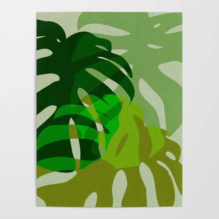 monstera leaf greenery minimal cut outs composition Poster Gallery Image 4