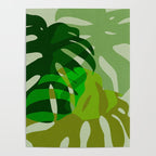 monstera leaf greenery minimal cut outs composition Poster Gallery Image 4