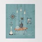 Mid Century Mishchief/ Cat Red Handed I Throw Blanket Gallery Image 2