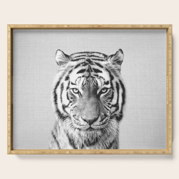 Tiger - Black & White Serving Tray Gallery Image 1