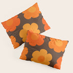 Such Cute Flowers Retro Floral Pattern in 70s Brown and Orange Pillow Sham Gallery Image 3