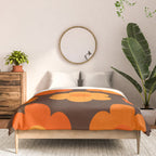 Such Cute Flowers Retro Floral Pattern in 70s Brown and Orange Comforter Gallery Image 3