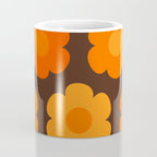 Such Cute Flowers Retro Floral Pattern in 70s Brown and Orange Coffee Mug Gallery Image 4