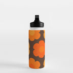 Such Cute Flowers Retro Floral Pattern in 70s Brown and Orange Water Bottle Gallery Image 3