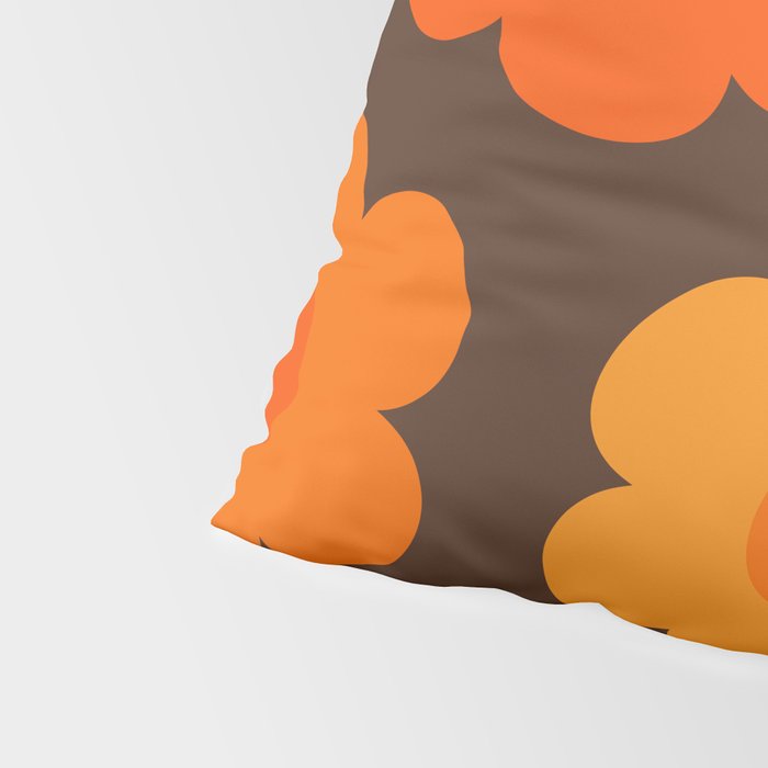 Such Cute Flowers Retro Floral Pattern in 70s Brown and Orange Pillow Sham Gallery Image 4