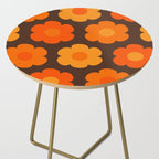 Such Cute Flowers Retro Floral Pattern in 70s Brown and Orange Side Table Gallery Image 2