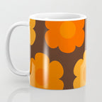 Such Cute Flowers Retro Floral Pattern in 70s Brown and Orange Coffee Mug Gallery Image 3