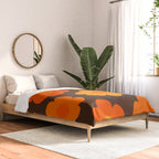Such Cute Flowers Retro Floral Pattern in 70s Brown and Orange Comforter Gallery Image 2