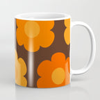 Such Cute Flowers Retro Floral Pattern in 70s Brown and Orange Coffee Mug Gallery Image 1