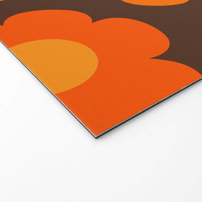 Such Cute Flowers Retro Floral Pattern in 70s Brown and Orange Welcome Mat Gallery Image 2