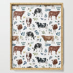 Hand-painted Cows and White Flowers with Blue Accents Serving Tray Gallery Image 1