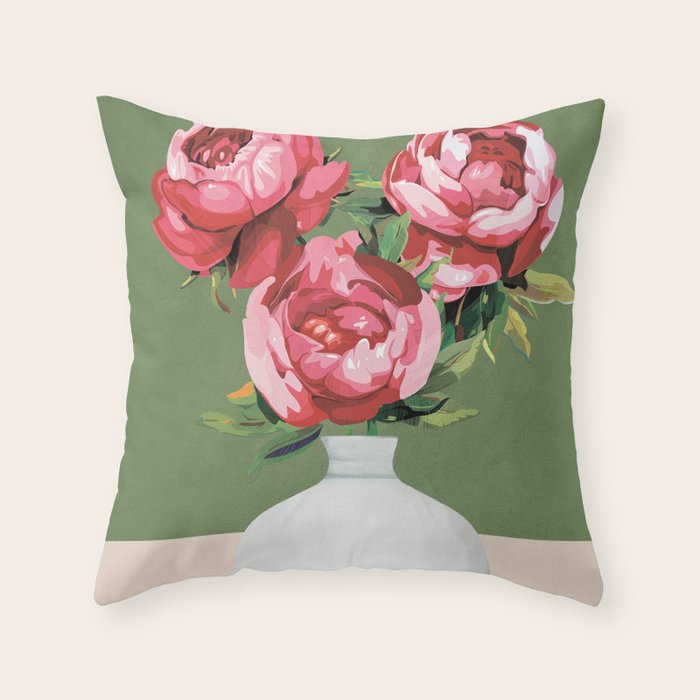 Vase of Flowers 1 Throw Pillow Gallery Image 1