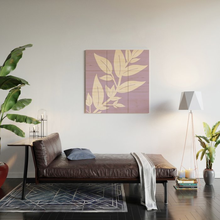 Leaves Purple Wood Wall Art Gallery Image 2