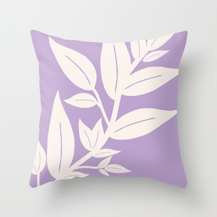 Leaves Purple Throw Pillow Gallery Image 1