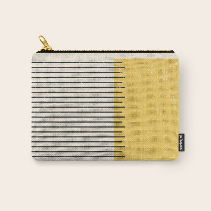 Yellow Lemon Square Stripes Mid Century Modern Minimalist Rothko Inspired Colourfield Stripes Carry All Pouch Gallery Image 1